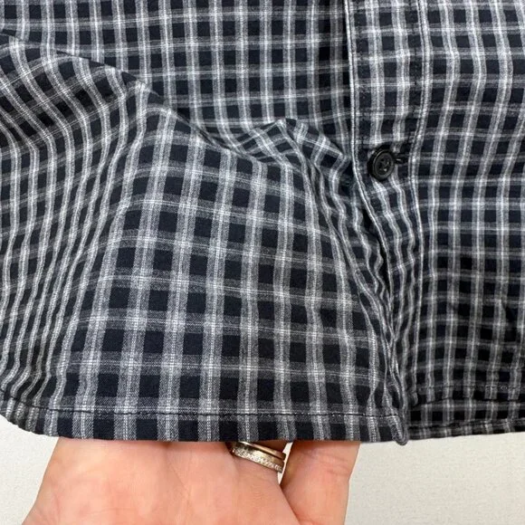 All Saints Murdo Long Sleeve Shirt M Grey Plaid Checkered Button Office Work - Picture 8 of 10